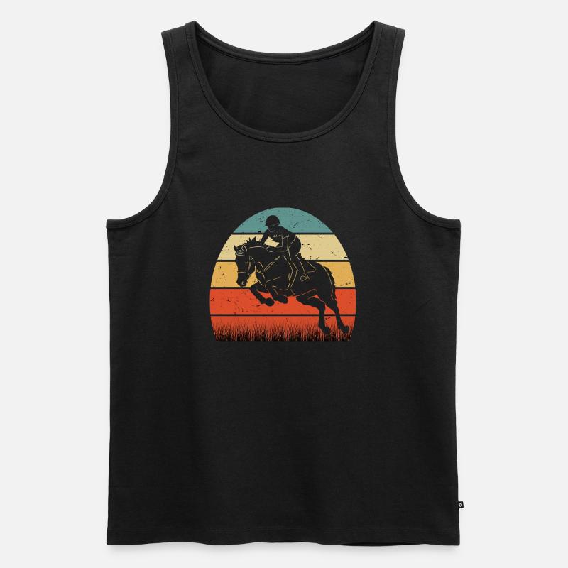 RETRO PFERDEDESIGN I REITEN - Männer Premium Bio Tank Top - Schwarz