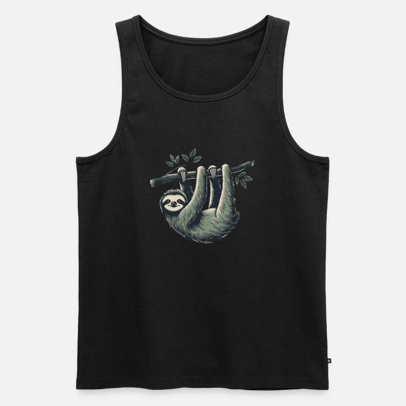 Faultier - Männer Premium Bio Tank Top - Schwarz