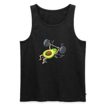 Avocado am Bankdrücke - Cartoon Style - Männer Premium Bio Tank Top - Schwarz - Vorne - Michal (187cm)