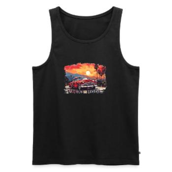 Vacay-Modus - Männer Premium Bio Tank Top - Schwarz - Vorne - AI Model Male 178 light (178cm)