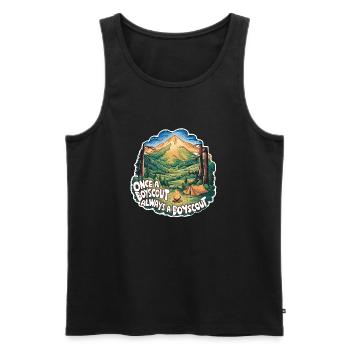 Once a camper, always a camper, pure nature experience - Men's Premium Organic Tank Top - black - Front - AI Model Male 178 light (178cm)