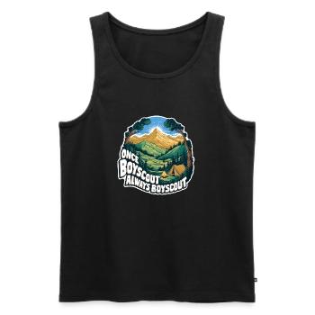 Once a camper, always a camper, pure nature experience - Men's Premium Organic Tank Top - black - Front - AI Model Male 178 light (178cm)