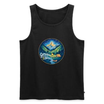 1000 Sterne Sternenhimmel beim Campen - Männer Premium Bio Tank Top - Schwarz - Vorne - AI Model Male 178 light (178cm)