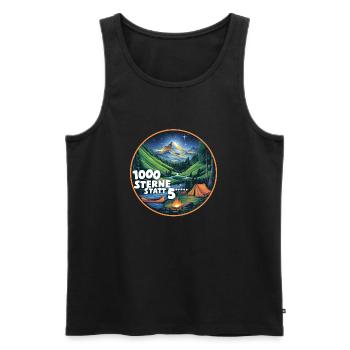 1000 Sterne Sternenhimmel beim Campen - Männer Premium Bio Tank Top - Schwarz - Vorne - AI Model Male 178 light (178cm)