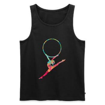 Gymnastique sportive rythmique avec pneus - PopArt - Débardeur bio Premium Homme - noir - Devant - Michal (187cm)