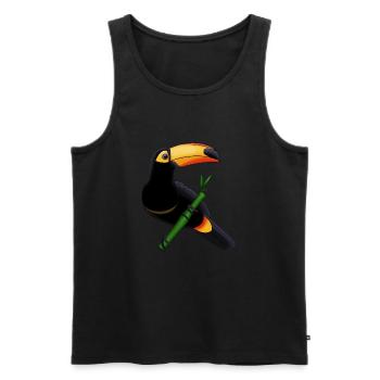 Idée cadeau Toucan tropiques forêt tropicale - Débardeur bio Premium Homme - noir - Devant - AI Model Male 178 light (178cm)