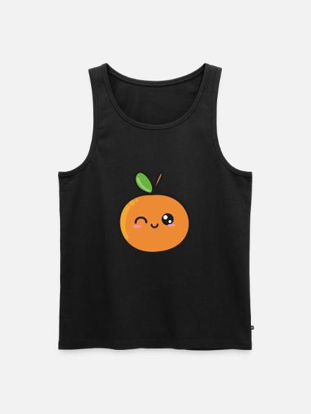 Słodki pomarańczowy Rysunek Kawaii - Ekologiczny tank top męski Premium - czarny