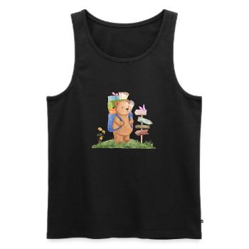 Camping Bear - Men's Premium Organic Tank Top - black - Front - AI Model Male 178 light (178cm)