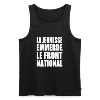 la jeunesse emmerde le front national - Débardeur bio Premium Homme - noir - Devant - AI Model Male 178 light (178cm)