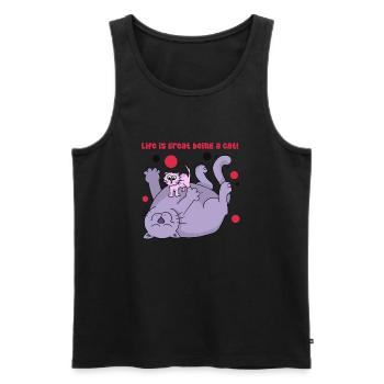 Life is great being a cat - Men's Premium Organic Tank Top - black - Front - Michal (187cm)