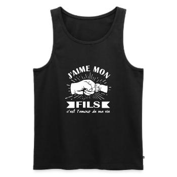 J'aime mon fils c'est l'amour de ma vie t-shirt - Débardeur bio Premium Homme - noir - Devant - Michal (187cm)