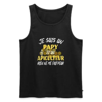 Papy apiculteur humour abeille apicole t-shirt - Débardeur bio Premium Homme - noir - Devant - Michal (187cm)