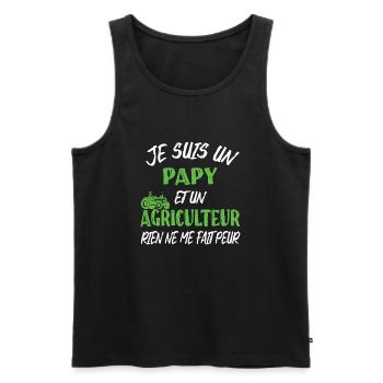 Papy agriculteur humour retraité tracteur cadeau - Débardeur bio Premium Homme - noir - Devant - Michal (187cm)
