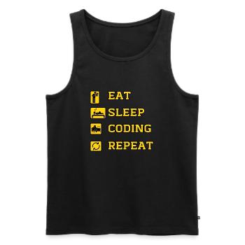 Eat Coding Wiederholung - Männer Premium Bio Tank Top - Schwarz - Vorne - Michal (187cm)