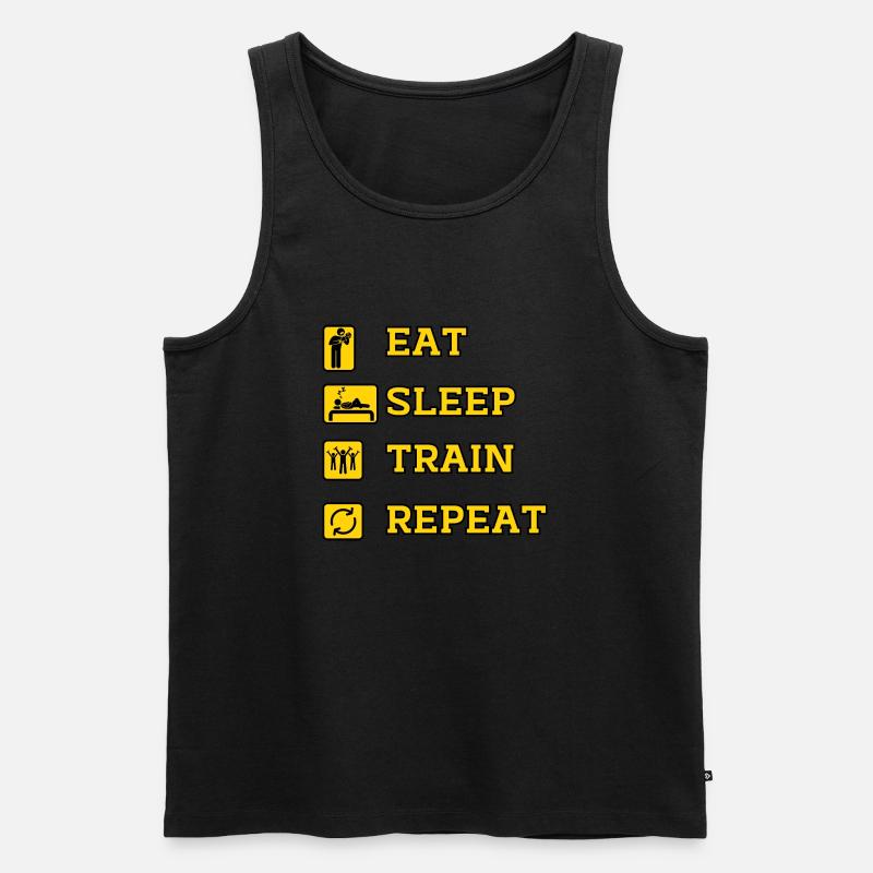 Eat Train Repeat - Männer Premium Bio Tank Top - Schwarz