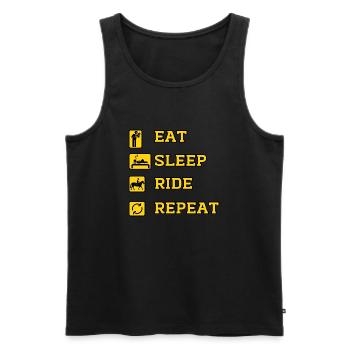 Eat Sleep Ride Wiederholung - Männer Premium Bio Tank Top - Schwarz - Vorne - AI Model Male 178 light (178cm)