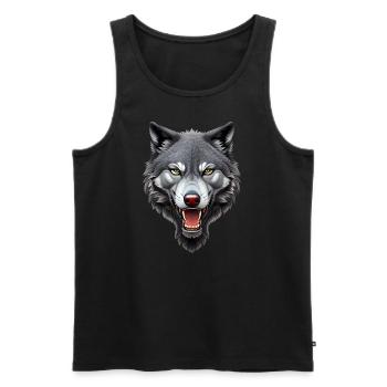 wolf - Men's Premium Organic Tank Top - black - Front - Michal (187cm)