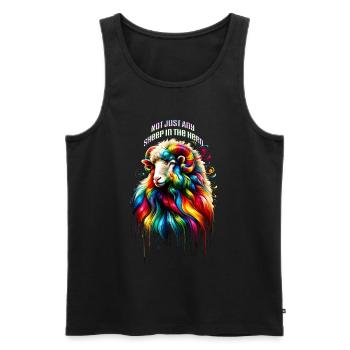 Nicht irgendein Schaf in der Herde - Männer Premium Bio Tank Top - Schwarz - Vorne - AI Model Male 178 light (178cm)