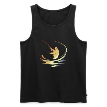 Fishing Sketch Retro - Men's Premium Organic Tank Top - black - Front - Michal (187cm)