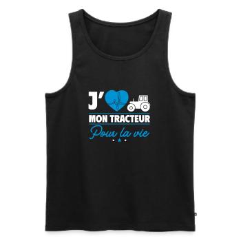 J'aime mon tracteur pour la vie - Débardeur bio Premium Homme - noir - Devant - Michal (187cm)