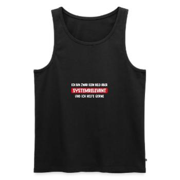 Ich bin kein Held aber Systemrelevant Spruch - Männer Premium Bio Tank Top - Schwarz - Vorne - AI Model Male 178 light (178cm)