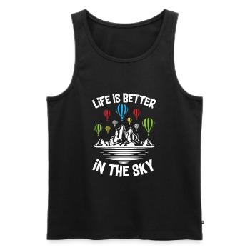 La vie est meilleure dans le ciel Air Balloon - Débardeur bio Premium Homme - noir - Devant - AI Model Male 178 light (178cm)