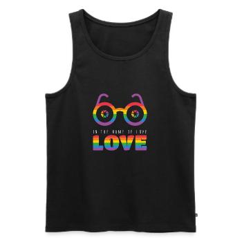 LGBT Brille In the Name of Love Spruch Sprüche - Männer Premium Bio Tank Top - Schwarz - Vorne - AI Model Male 178 light (178cm)
