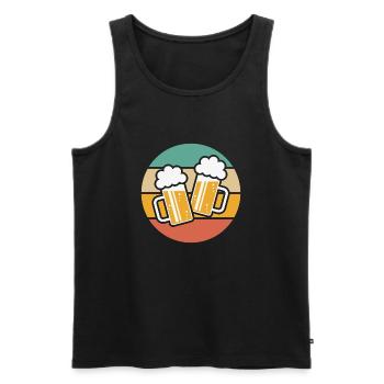 2 Maßkrüge stoßen an, Prosit! (Bier / Sonne / 5C) - Männer Premium Bio Tank Top - Schwarz - Vorne - AI Model Male 178 light (178cm)