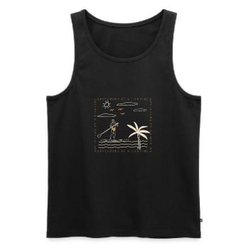Surfer Sommer Palmen Strand Sonne Urlaub - Männer Premium Bio Tank Top - Schwarz - Vorne - Michal (187cm)