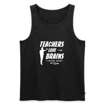 Teachers Love Brains Lustige Halloween Sprüche - Männer Premium Bio Tank Top - Schwarz - Vorne - AI Model Male 178 light (178cm)