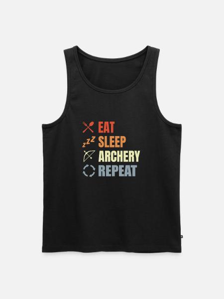 Eat Sleep Archery Repeat - Männer Premium Bio Tank Top - Schwarz