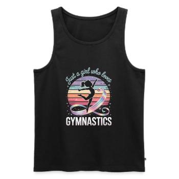Juste une fille qui aime la gymnastique coucher de soleil - Débardeur bio Premium Homme - noir - Devant - Michal (187cm)