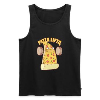 Pizza Gym Fitness - Men's Premium Organic Tank Top - black - Front - Michal (187cm)