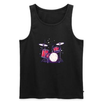Schlagzeug Vaporwave - Männer Premium Bio Tank Top - Schwarz - Vorne - AI Model Male 178 light (178cm)