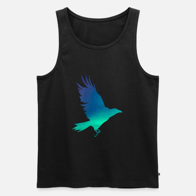 Krähe in Nordlichtern - Männer Premium Bio Tank Top - Schwarz