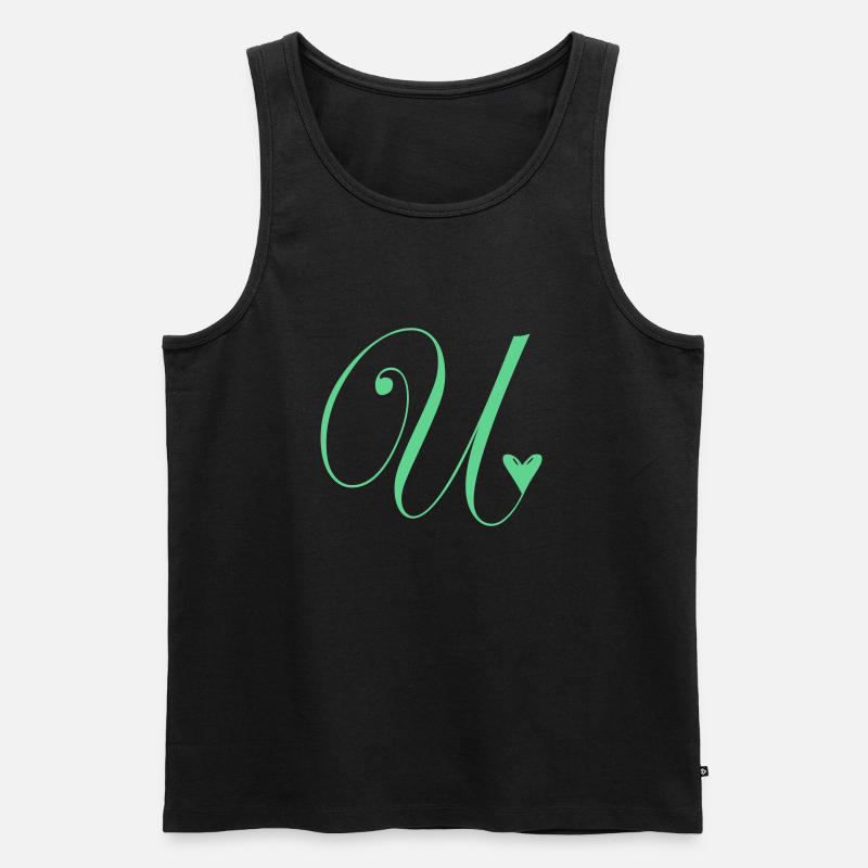 Monogramm U Herz Ranke - Männer Premium Bio Tank Top - Schwarz