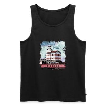 Märke lighthouse products, Finland Lighthouse, colour - Men's Premium Organic Tank Top - black - Front - Michal (187cm)