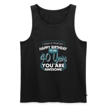 40. Geburtstag 40 Jahre HAPPY BIRTHDAY Geschenk - Männer Premium Bio Tank Top - Schwarz - Vorne - Michal (187cm)