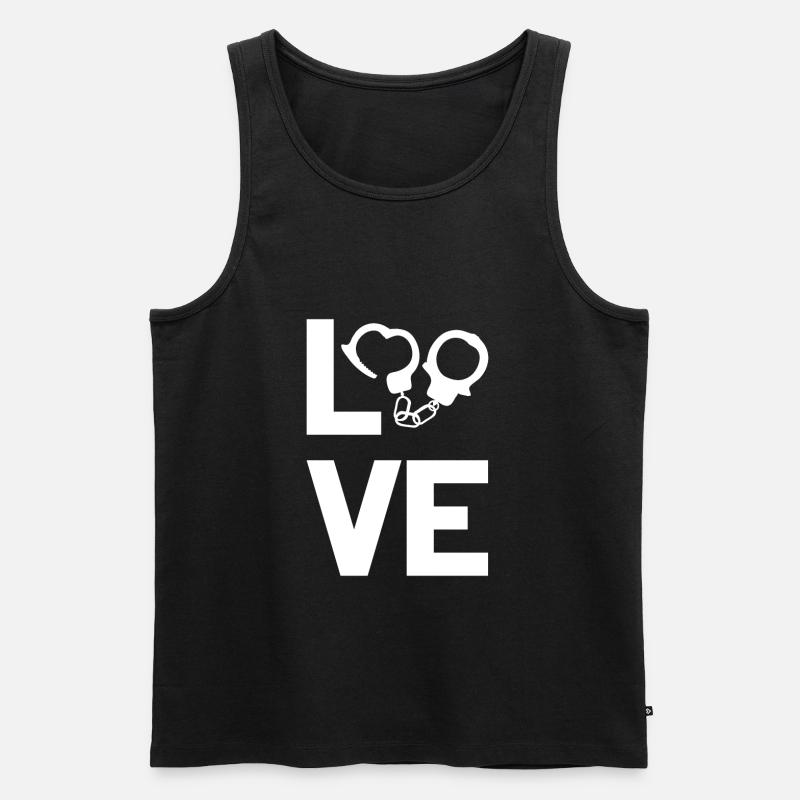Polizei Handschellen Love - Männer Premium Bio Tank Top - Schwarz
