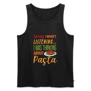 Penser aux pâtes Spaghetti Chef Cuisine italienne - Débardeur bio Premium Homme - noir - Devant - Michal (187cm)