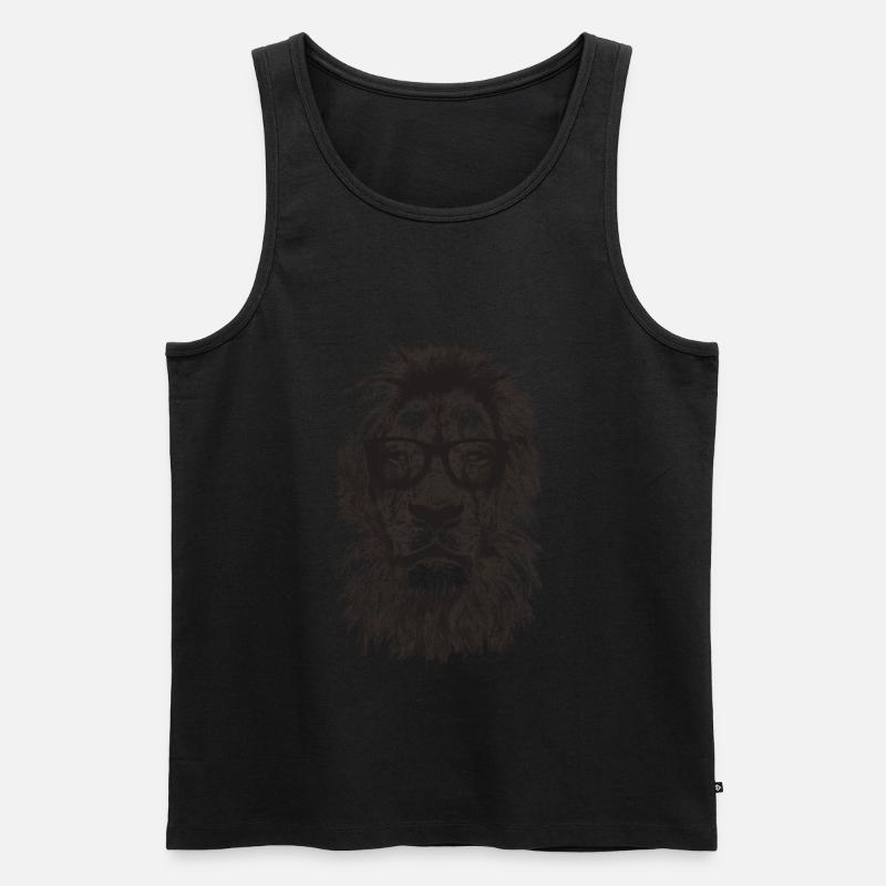 Schwarzer Hipster-Löwe - Männer Premium Bio Tank Top - Schwarz