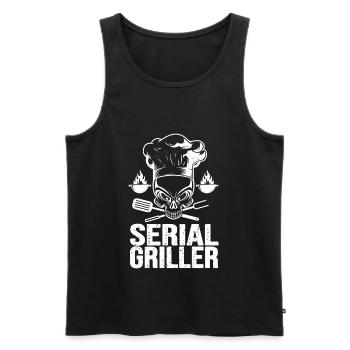 BBQ serial griller cadeau humour homme barbecue - Débardeur bio Premium Homme - noir - Devant - AI Model Male 178 light (178cm)