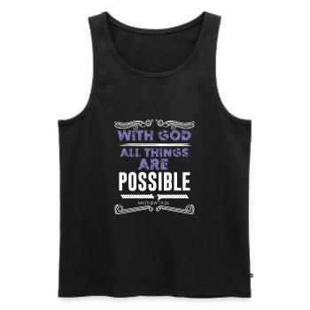 Bible God Everything Possible - Men's Premium Organic Tank Top - black - Front - AI Model Male 178 light (178cm)