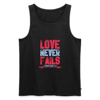 Verset biblique Jésus Amour - Débardeur bio Premium Homme - noir - Devant - Michal (187cm)