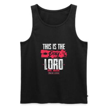 Bible verse Lord Jesus - Men's Premium Organic Tank Top - black - Front - AI Model Male 178 light (178cm)