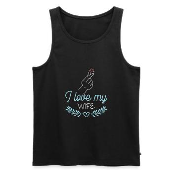 J’aime les couples de ma femme - Débardeur bio Premium Homme - noir - Devant - Michal (187cm)