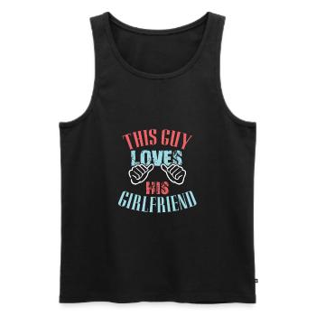 This guy loves his girlfriend - Men's Premium Organic Tank Top - black - Front - AI Model Male 178 light (178cm)