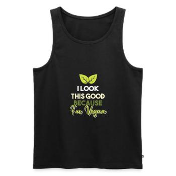 Vegan look good - Men's Premium Organic Tank Top - black - Front - Michal (187cm)