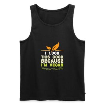 Vegan veggie - Men's Premium Organic Tank Top - black - Front - Michal (187cm)