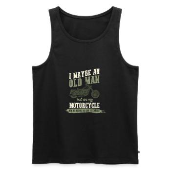 Motorcycle Old Man - Men's Premium Organic Tank Top - black - Front - Michal (187cm)